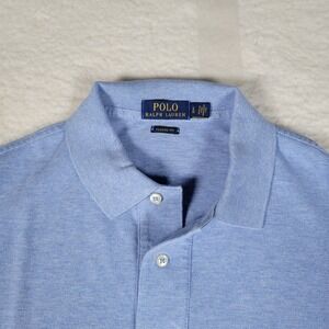 Polo Ralph Lauren Polo Mens Size Large Blue Classic Fit Heathered Mesh Pique